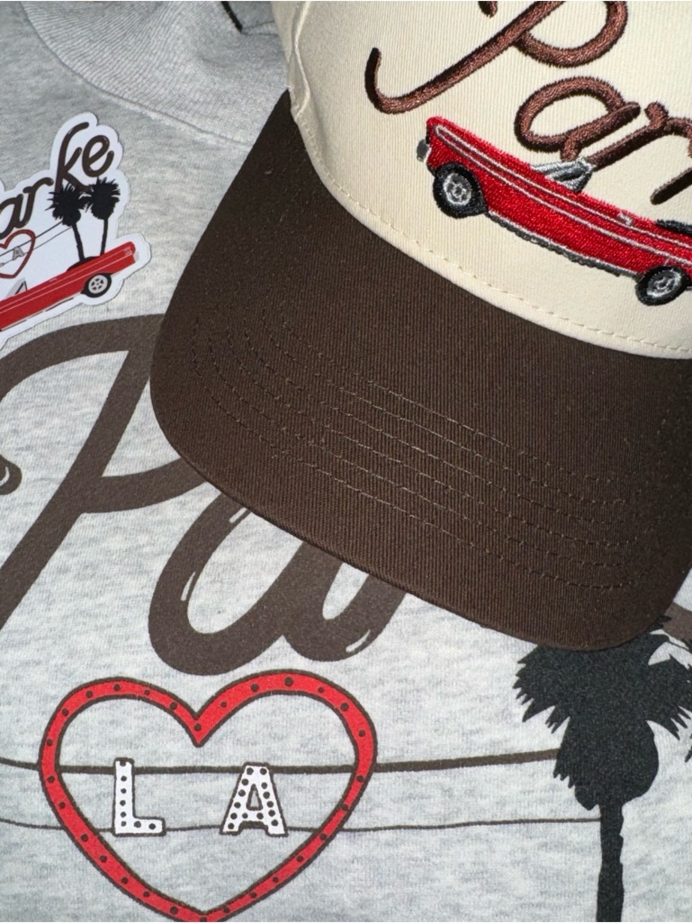 Parke Cities La Los Angeles mock neck sweater and hat